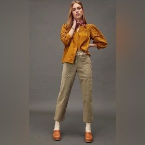 ANTHROPOLOGIE Maeve Olive Tan Turner Cargo Utility Pants Size 26P